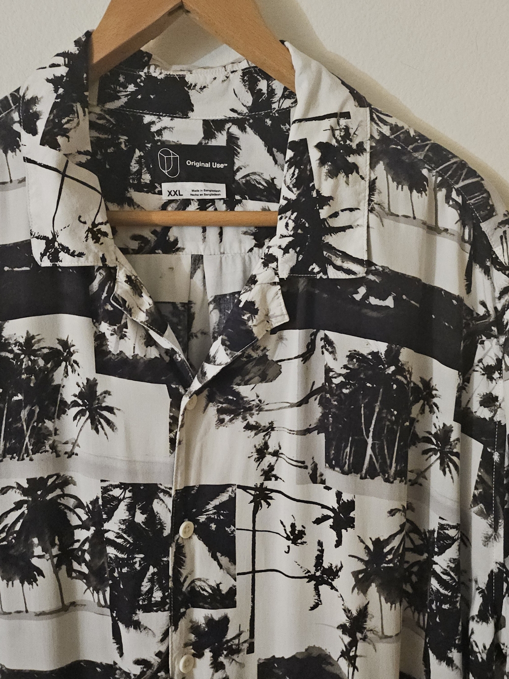 Black & White Palm Print Short Sleeve Shirt 251